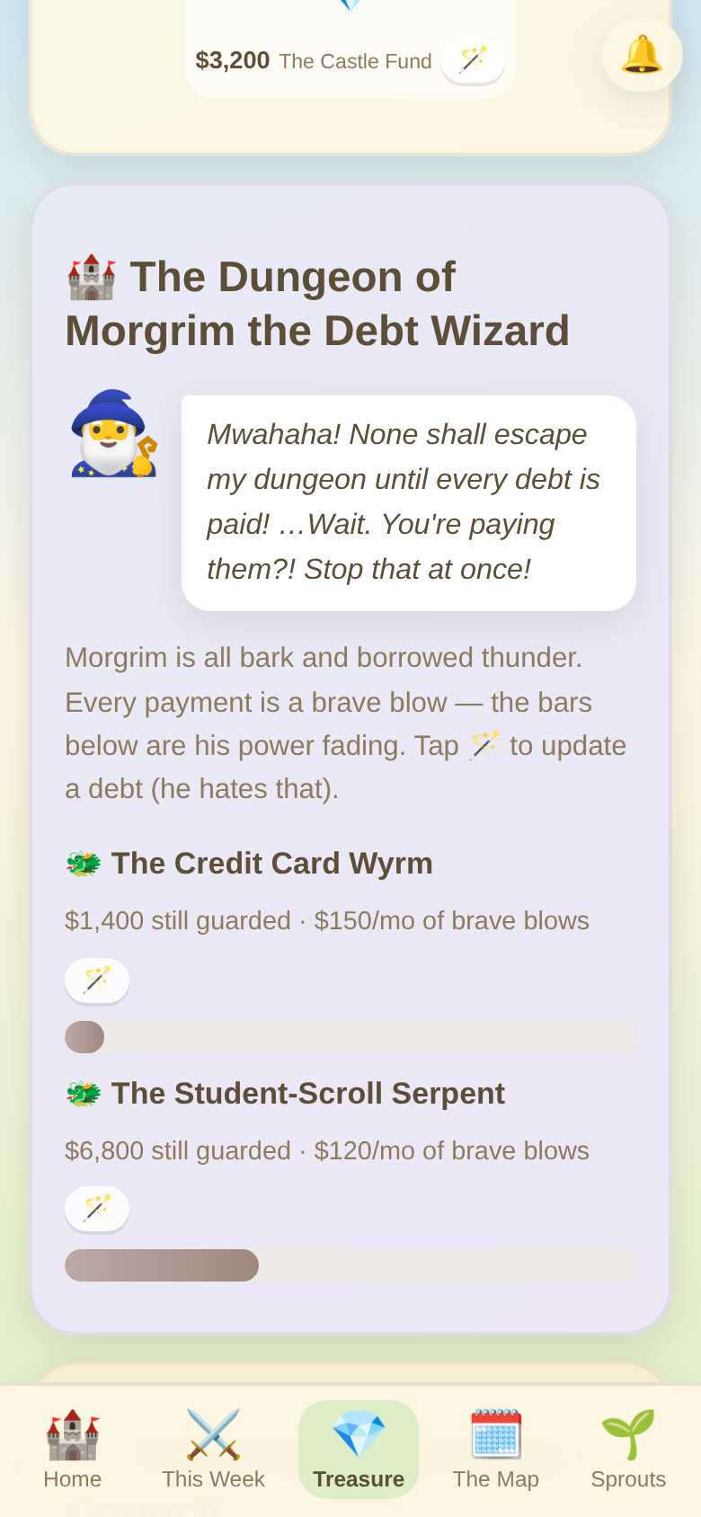 Morgrim the Debt Wizard's dungeon, a friendly villain